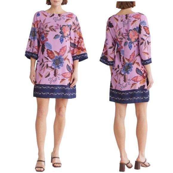 NWT Vince Camuto Flaire sleeve broder print dress in Lavender Size 4 - Picture 1 of 9